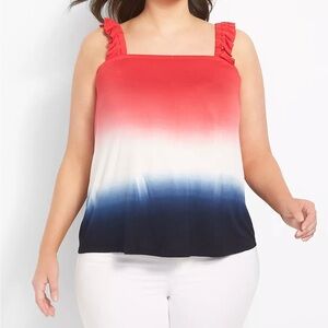 Lane Bryant Red and Blue Ombre Tie-Dye Tank Top NWT